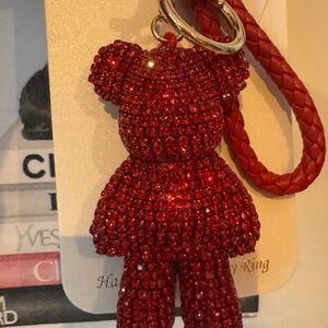 Natasha Red Crystal Bear Key Holder NWT